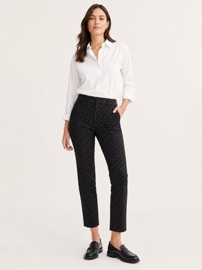 Old Navy Black on Black Polka Dot High-Waisted Pixie Skinny Ankle Pants Size 12